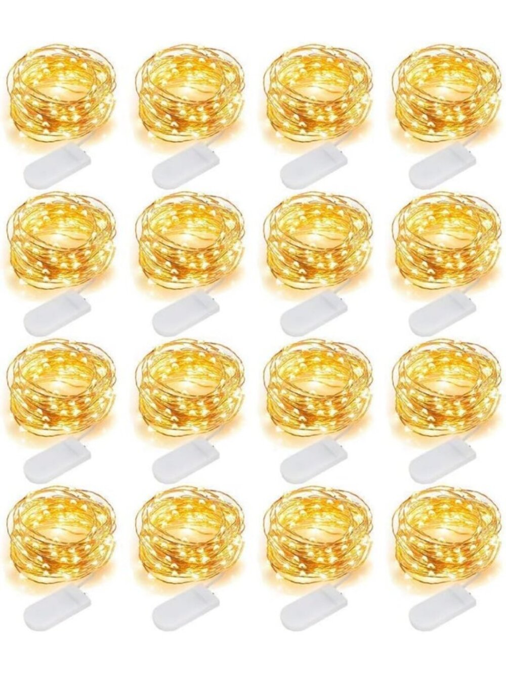 10ft Battery Operated LED Fairy Lights - 16 Pack, Warm White, Waterproof